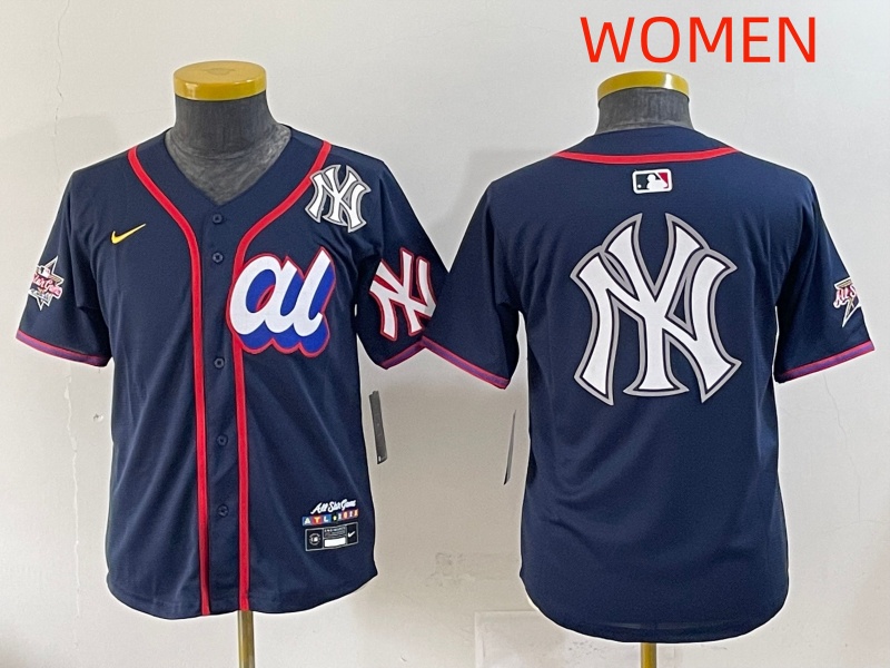 Women 2025 New York Yankees Blank Drak Blue All star Blank Blue Nike MLB Jersey style 19->women mlb jersey->Women Jersey
